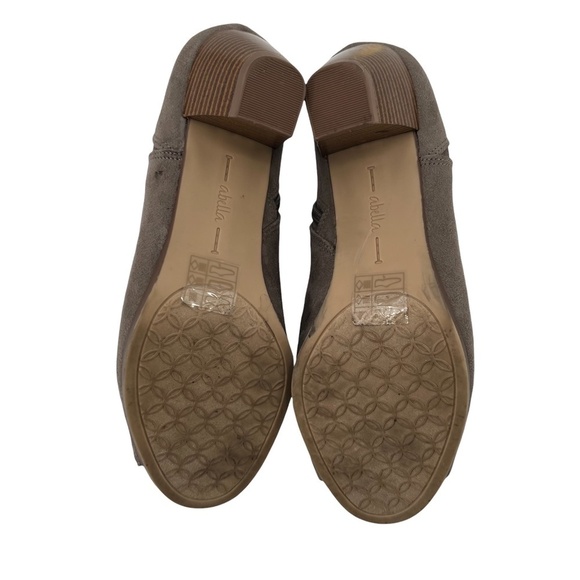 Abella Tan Suede Peep Toe Ankle Booties Size 6.5 Women’s - Picture 8 of 10